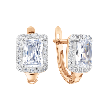 Earrings in red gold with cubic zirconia 