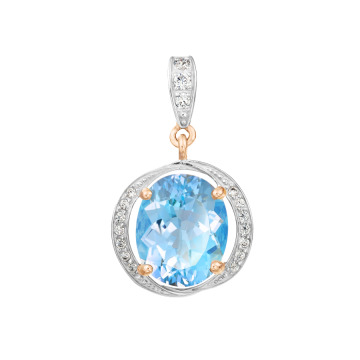 Pendant in red gold of 585 assay value with topaz, zirconia 