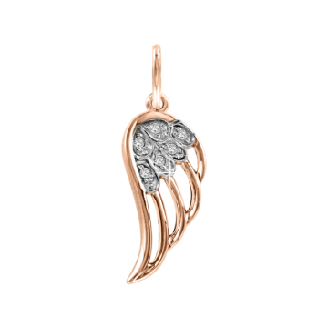 Pendant in red gold of 585 assay value with zirconia 