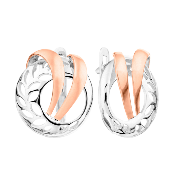 Earrings in red and white gold of 585 assay value 