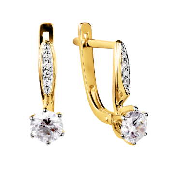 Gelb gold 585° (14K) Ohrringe mit Zirkonia 