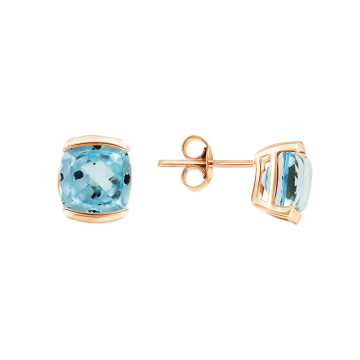 Earrings in red gold of 585 assay value with topaz 