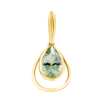 Anhänger aus Gelb gold 585 mit grünem Amethyst 