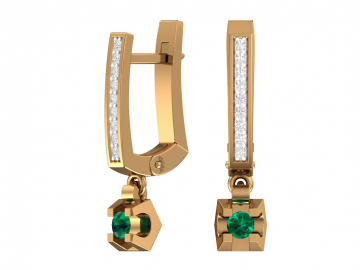 Ohrringe aus Rotgold 585° mit Brillanten und Smaragd 