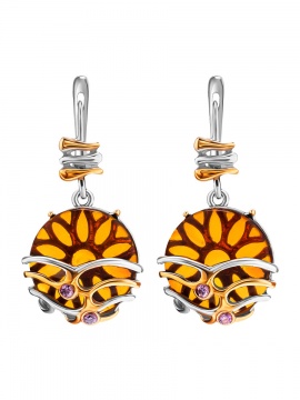 Ohrringe aus Silber 925° Rotgold vergoldet mit Bernstein 