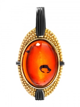Gold-plated silver pendant with amber 