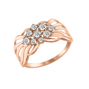 Damenring aus Rotgold 585° mit Zirkonia 