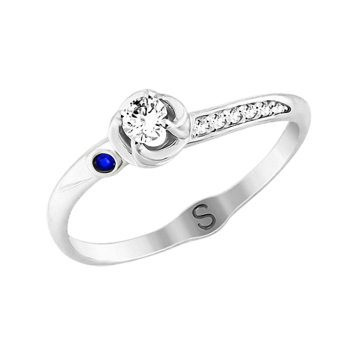 Женское кольцо из белого золота 585 с фианитами 