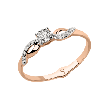 Damenring aus Rotgold 585° mit Zirkonia 