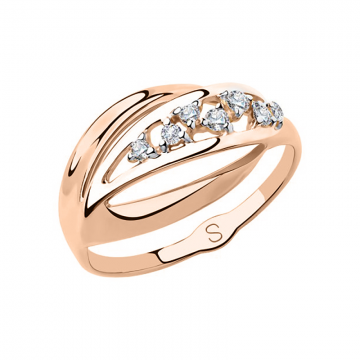 Damenring aus Rotgold 585° mit Zirkonia 