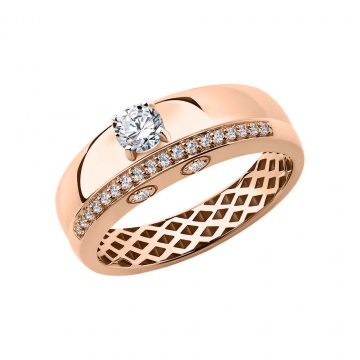 Damenring aus Rotgold 585° mit Zirkonia 