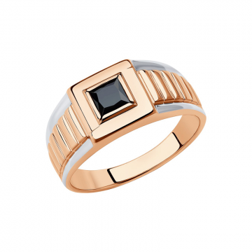 Herrenring aus Rotgold 585° mit Zirkonia 