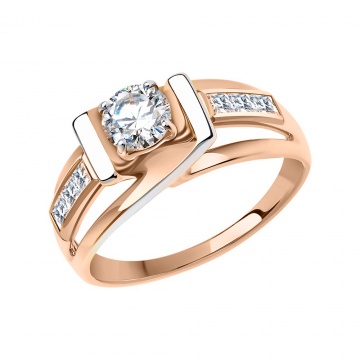 Damenring aus Rotgold 585° mit Zirkonia 