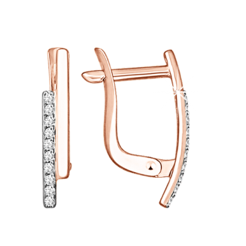 Серьги из красного золота 585 пробы с фианитами 