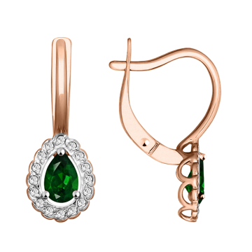 Earrings in red gold with cubic zirconia 