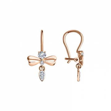 Kinder Ohrringe aus Rotgold 585° (14K) mit Zirkonia 