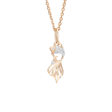 Pendant in red gold of 585 assay value with zirconia 