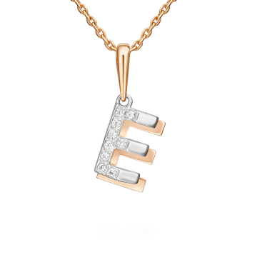 Pendant in red gold of 585 assay value with zirconia 