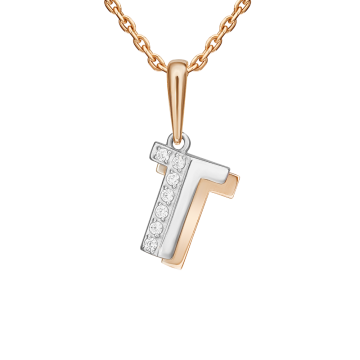 Pendants in red gold of 585 assay value with zirconia 