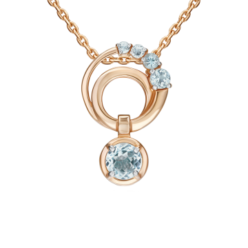 Pendant in red gold of 585 assay value with blue topaz 
