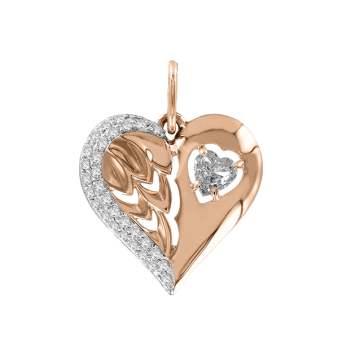 Pendant in red gold of 585 assay value with zirconia 