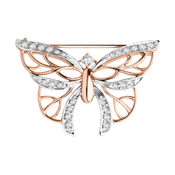 Rotgold 585 Brosche mit Zirkonia 