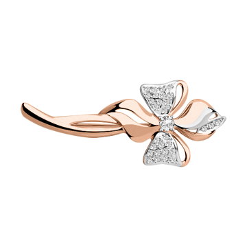 Rotgold 585 Brosche mit Zirkonia 