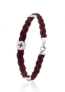 Men's leather bracelet with 925 sterling silver 
