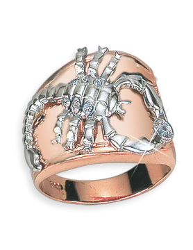 Herrenring aus Rot/ Weißgold 585° mit Zirkonia 