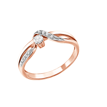 Кольцо женское из красного золота 585 пробы с бриллиантами 