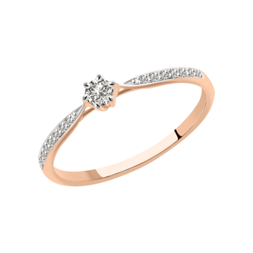 Damenring aus Rotgold 585° mit Brillanten 