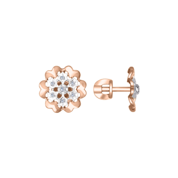 Earrings in red gold of 585 assay value with diamonds 
