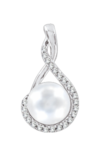 Серебряная подвеска 925 пробы. Вставка: Фианиты, Жемчуг 