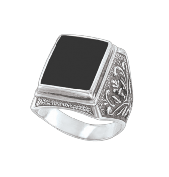Herrenring  - 925er Sterling Silber mit Onyx 
