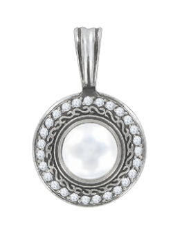 Серебряная подвеска 925 пробы. Вставка: Фианиты, Жемчуг 