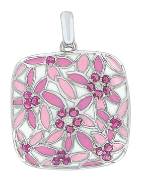 Anhänger 925er Sterling Silber mit Emaille, Zirkonia 