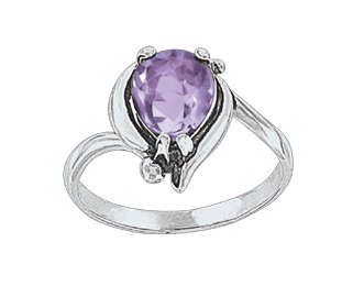 Damen-ring aus 925er Silber mit Amethyst, Zirkonia 