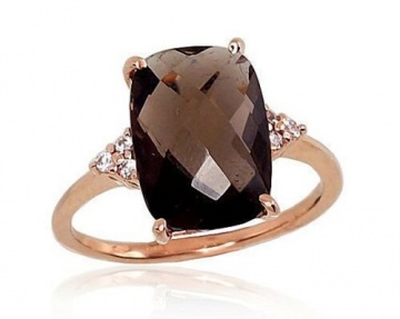 Damenring aus Rotgold 585° mit Zirkonia, Quarz 19,0 mm