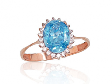 Damenring aus Rotgold 585° mit Zirkonia 17,5 mm