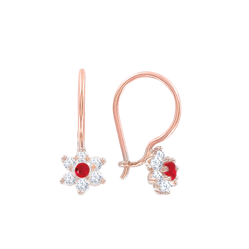 Kinder Ohrringe aus Rotgold 585° mit Zirkonia 