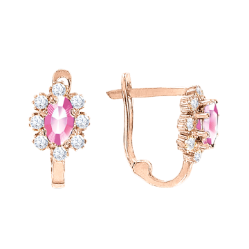 Kinder Ohrhänger aus Rotgold 585° mit Zirkonia 