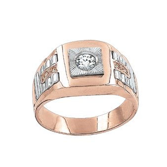 Herrenring aus Rotgold 585° mit Zirkonia 