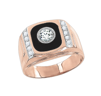 Herrenring aus Rotgold 585° mit Zirkonia 