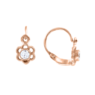 Kinder Ohrringe aus Rotgold 585° mit Zirkonia 