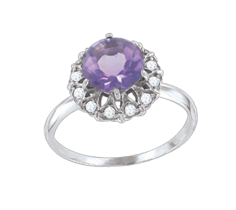 Damenring aus 925er Silber mit Amethyst, Zirkonia 