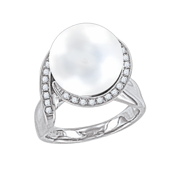 Damen-ring aus 925er Sterling Silber mit Perle, Zirkonia 