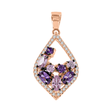 Gold-plated silver pendant with zirconia and amethyst 