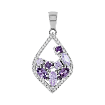 Anhänger 925er Sterling Silber mit Amethyst, Zirkonia 