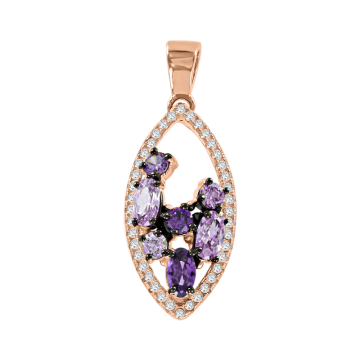Anhänger aus Silber 925° Rotgold vergoldet mit Zirkonia, Amethyst 