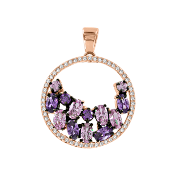 Anhänger aus Silber 925° Rotgold vergoldet mit Zirkonia, Amethyst 